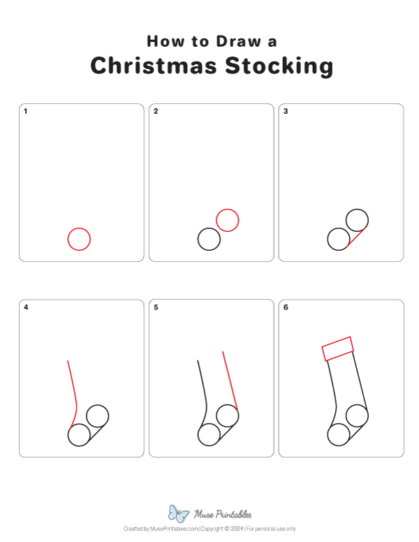 How to Draw a Chistmas Stocking - Printable Tutorial