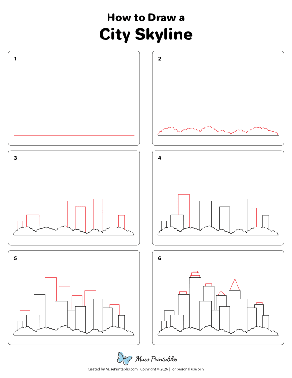 How to Draw a City Skyline - Printable Tutorial