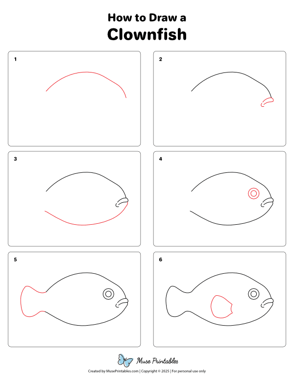 How to Draw a Clownfish - Printable Tutorial