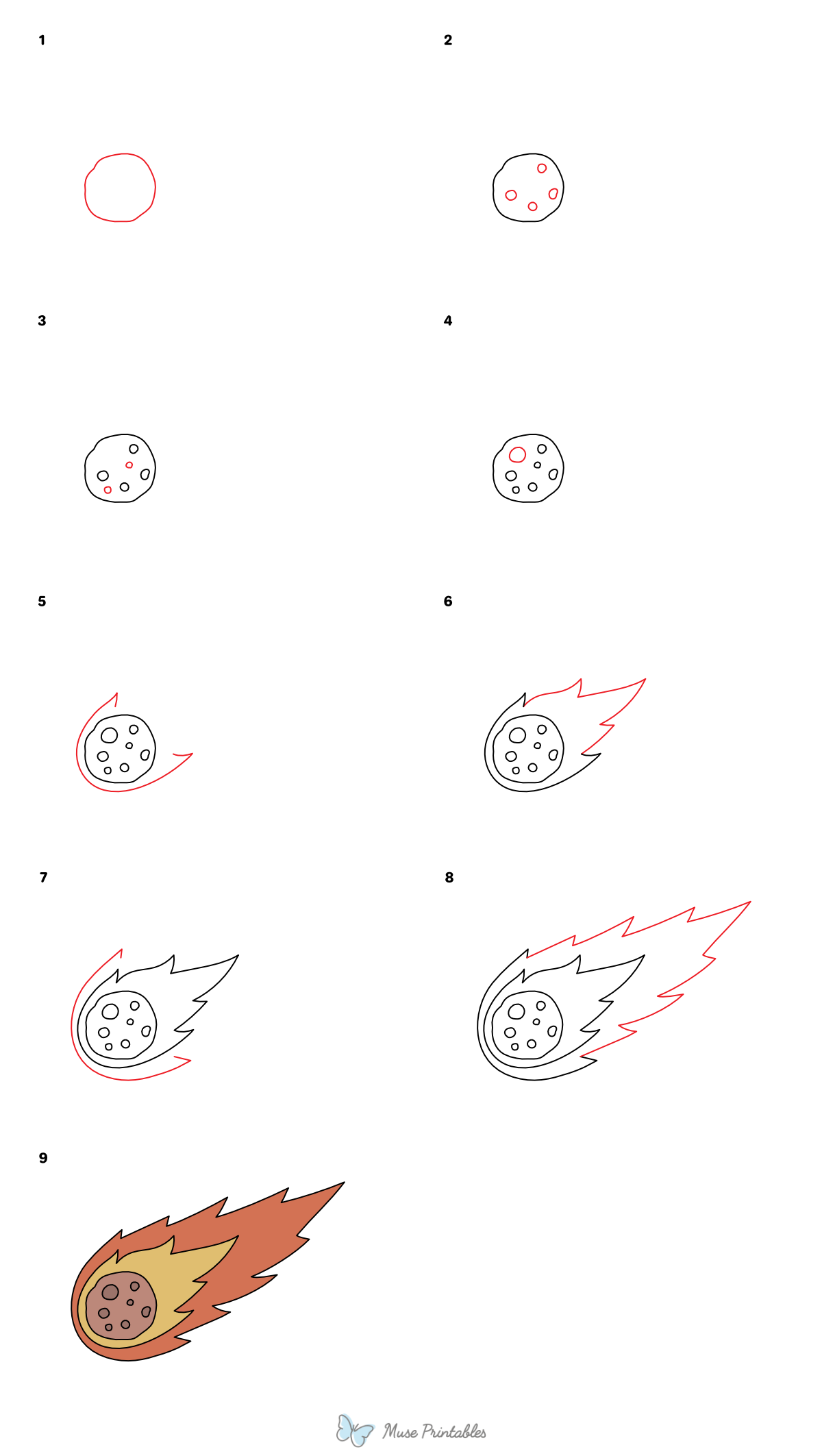 How to Draw a Comet - Printable Tutorial