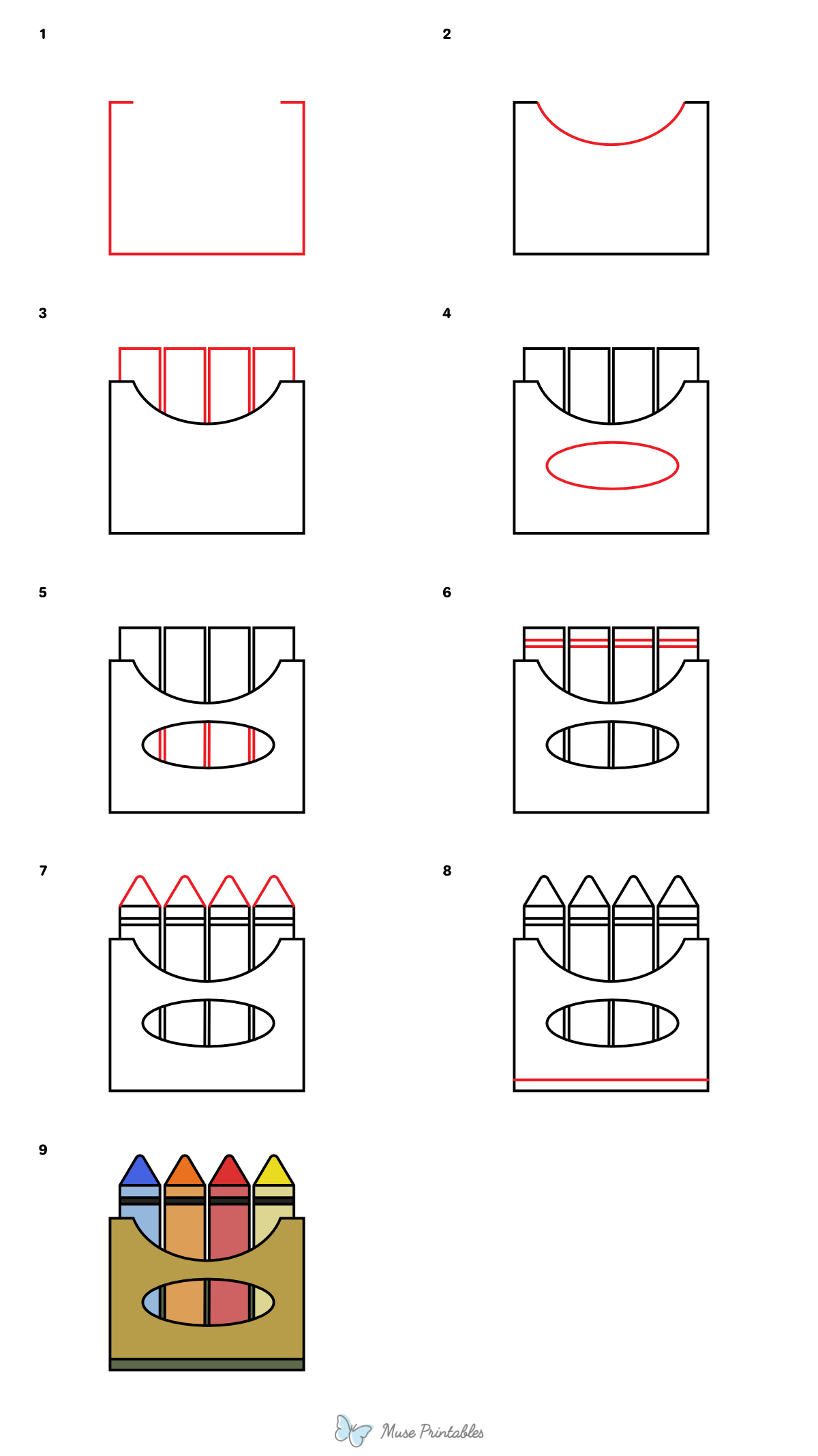 How to Draw a Crayon Box - Printable Tutorial