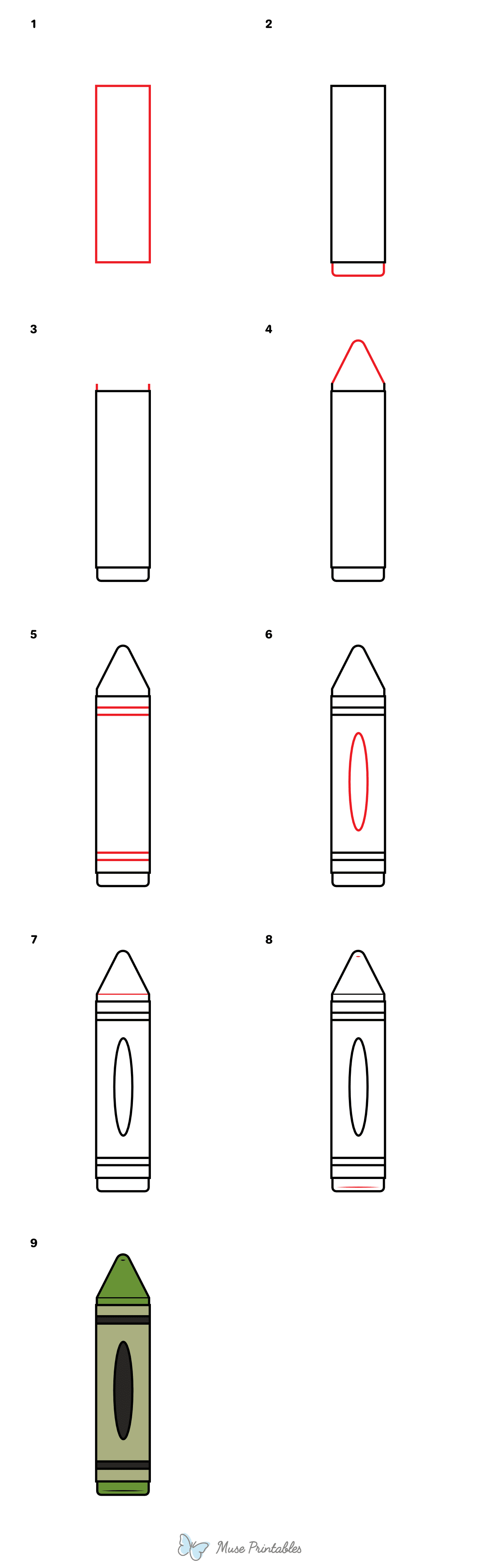 How to Draw a Crayon - Printable Tutorial