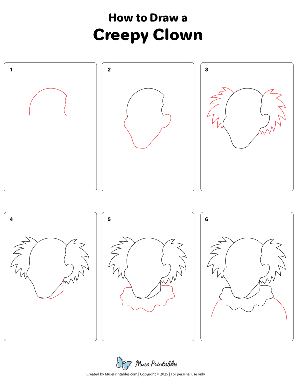 How to Draw a Creepy Clown - Printable Tutorial
