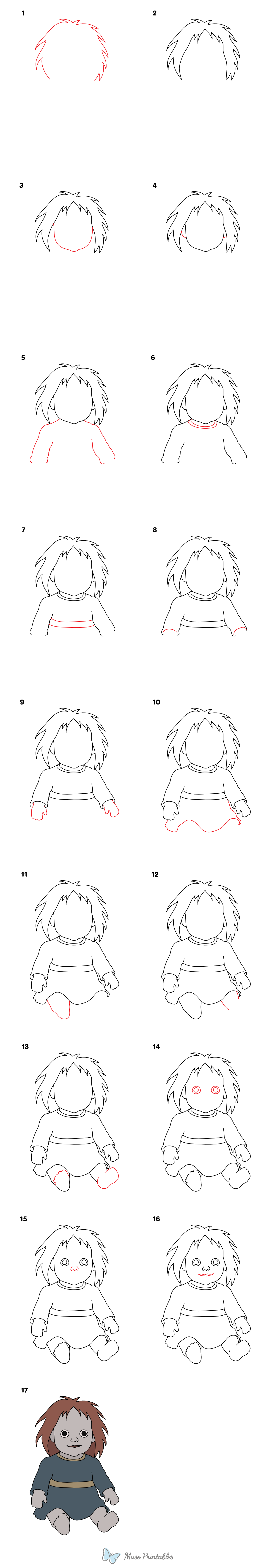 How to Draw a Creepy Doll - Printable Tutorial