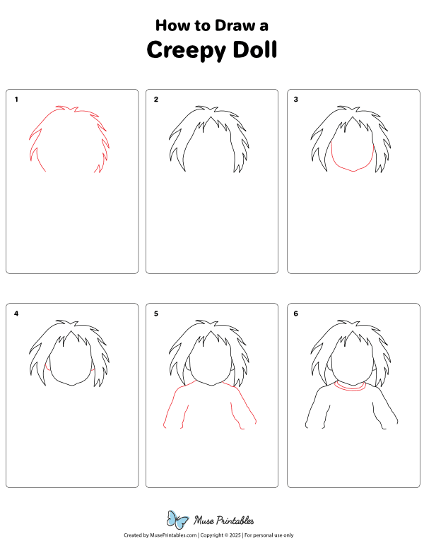 How to Draw a Creepy Doll - Printable Tutorial