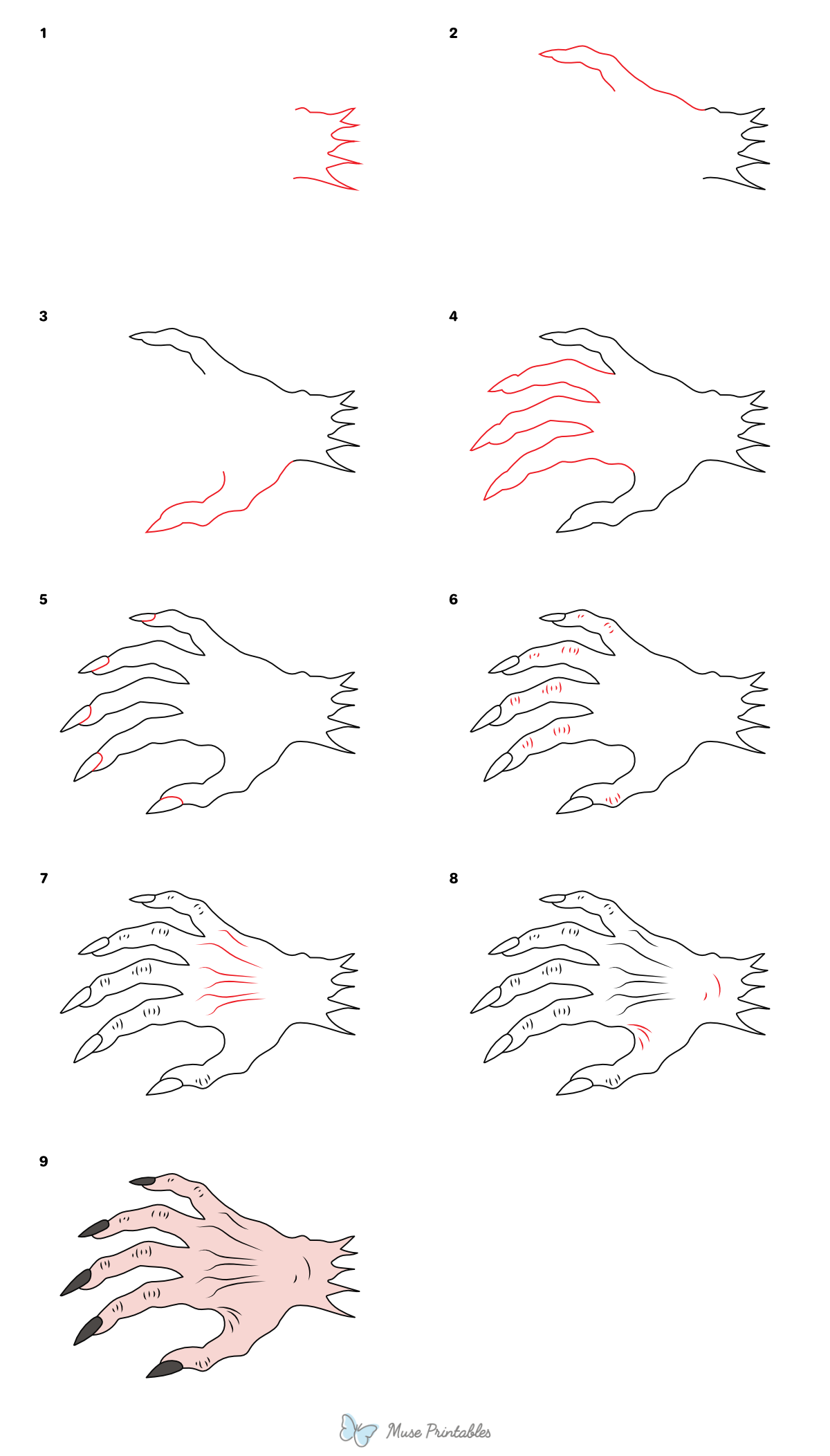 How to Draw a Creepy Hand - Printable Tutorial