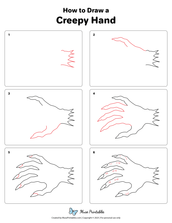 How to Draw a Creepy Hand - Printable Tutorial