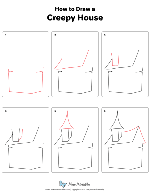 How to Draw a Creepy House - Printable Tutorial