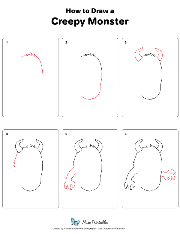 How to Draw a Creepy Monster - Printable Tutorial