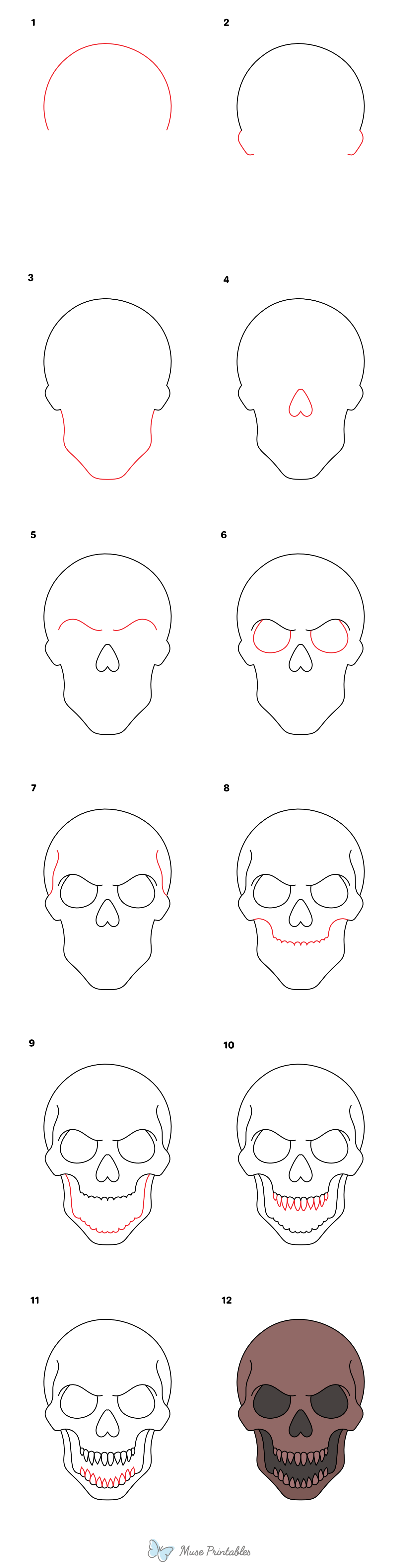 How to Draw a Creepy Skull - Printable Tutorial