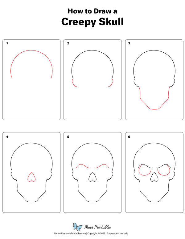 How to Draw a Creepy Skull - Printable Tutorial