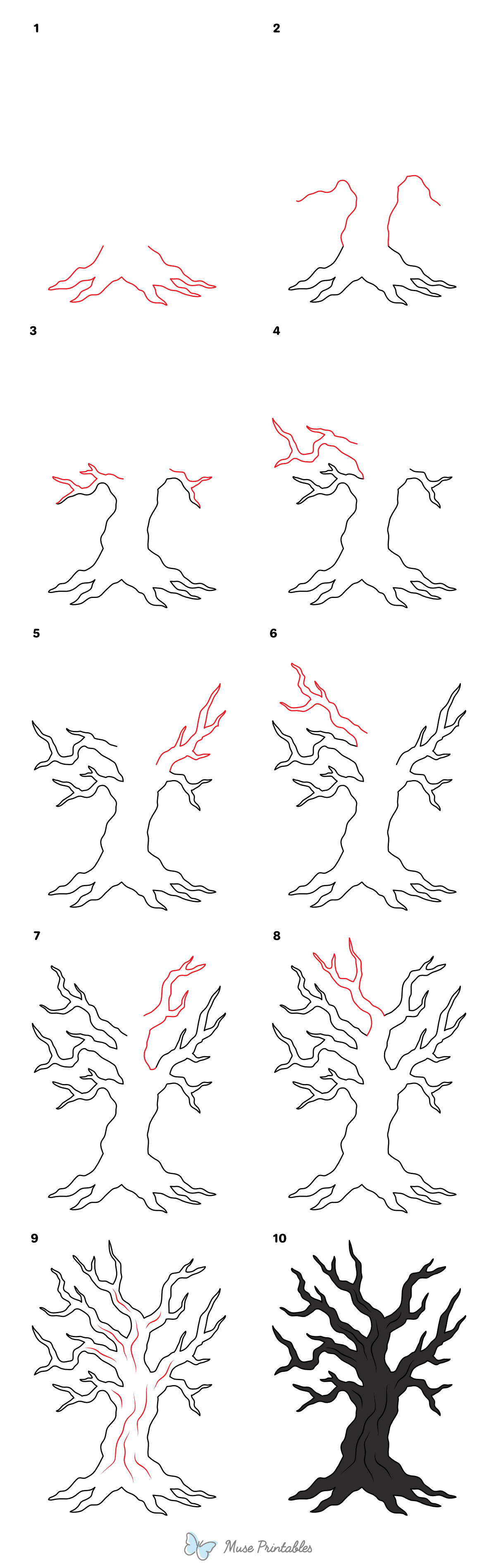 How to Draw a Creepy Tree - Printable Tutorial