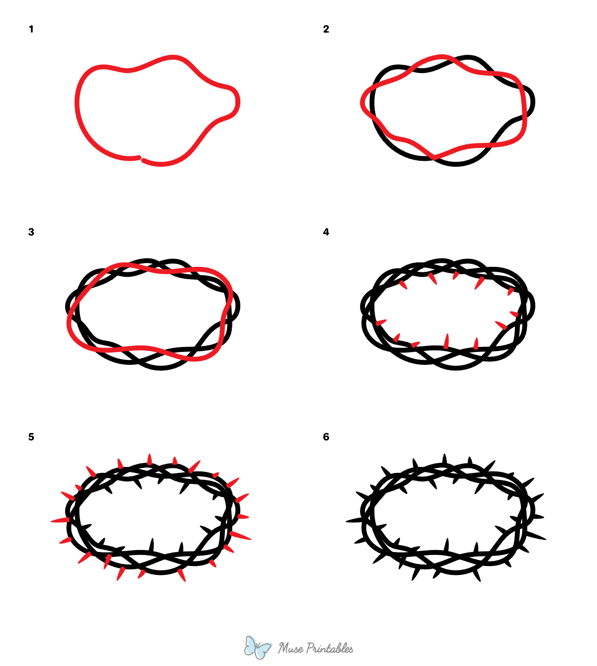 How to Draw a Crown of Thorns - Printable Tutorial
