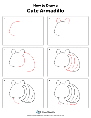 How to Draw a Cute Armadillo