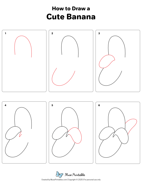 How to Draw a Cute Banana - Printable Tutorial
