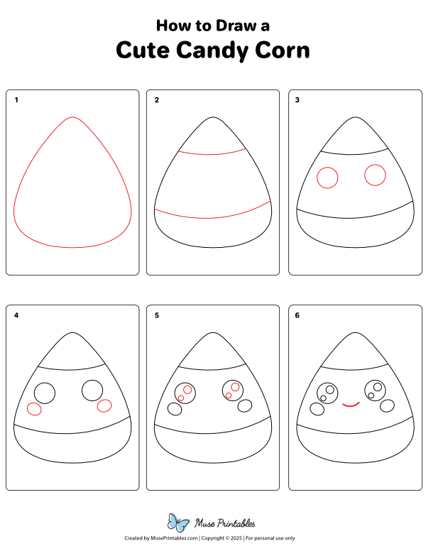 How to Draw a Cute Candy Corn - Printable Tutorial