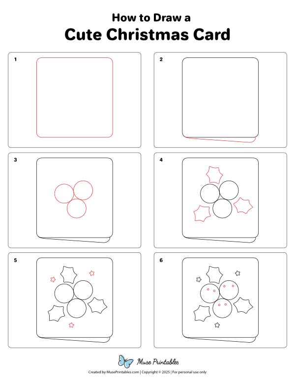 How to Draw a Cute Christmas Card - Printable Tutorial