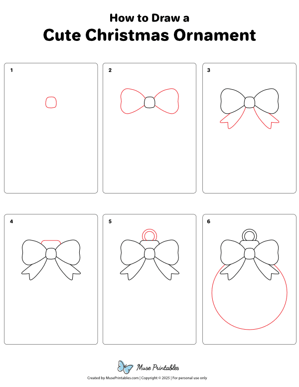 How to Draw a Cute Christmas Ornament - Printable Tutorial