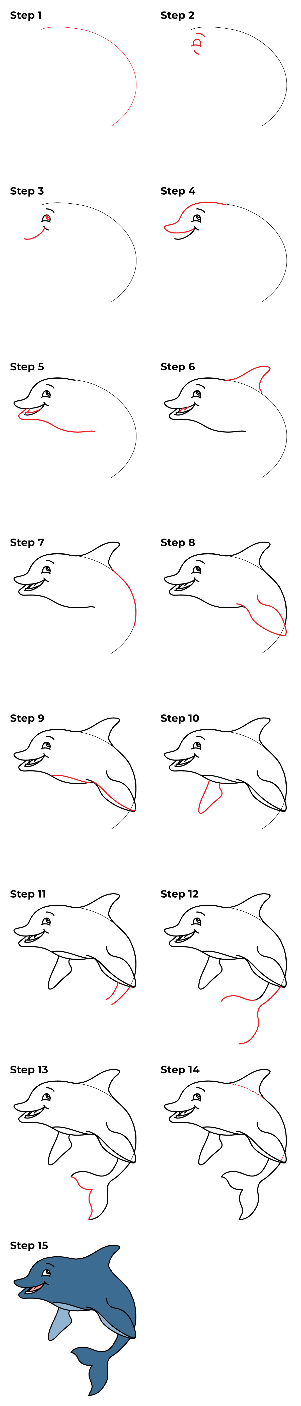 HOW TO DRAW A CUTE DOLPHIN - YouTube