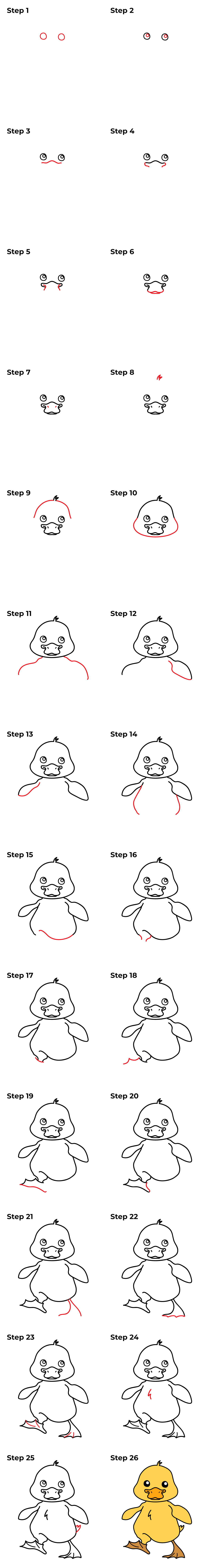 How to Draw a Cute Duck - Printable Tutorial