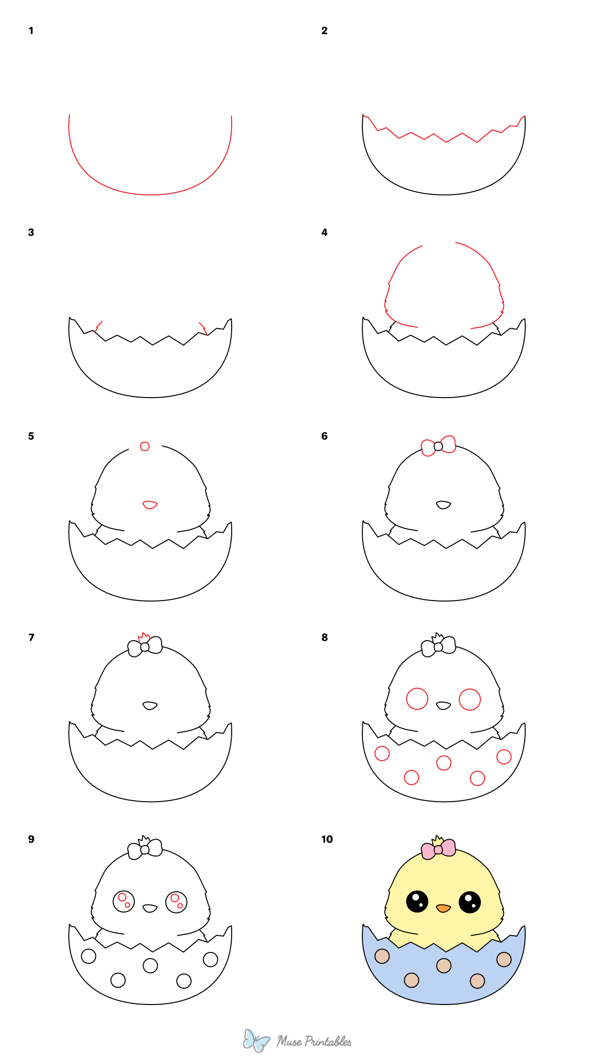 How to Draw a Cute Easter Chick - Printable Tutorial