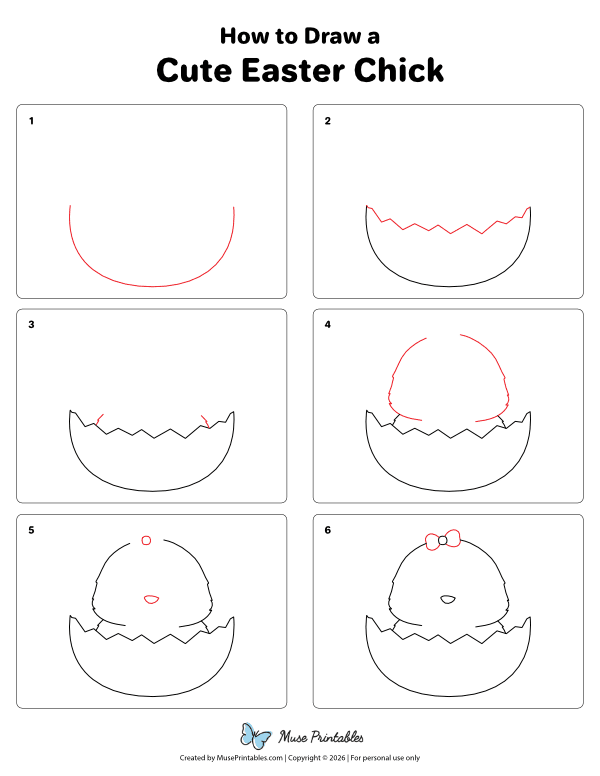 How to Draw a Cute Easter Chick - Printable Tutorial