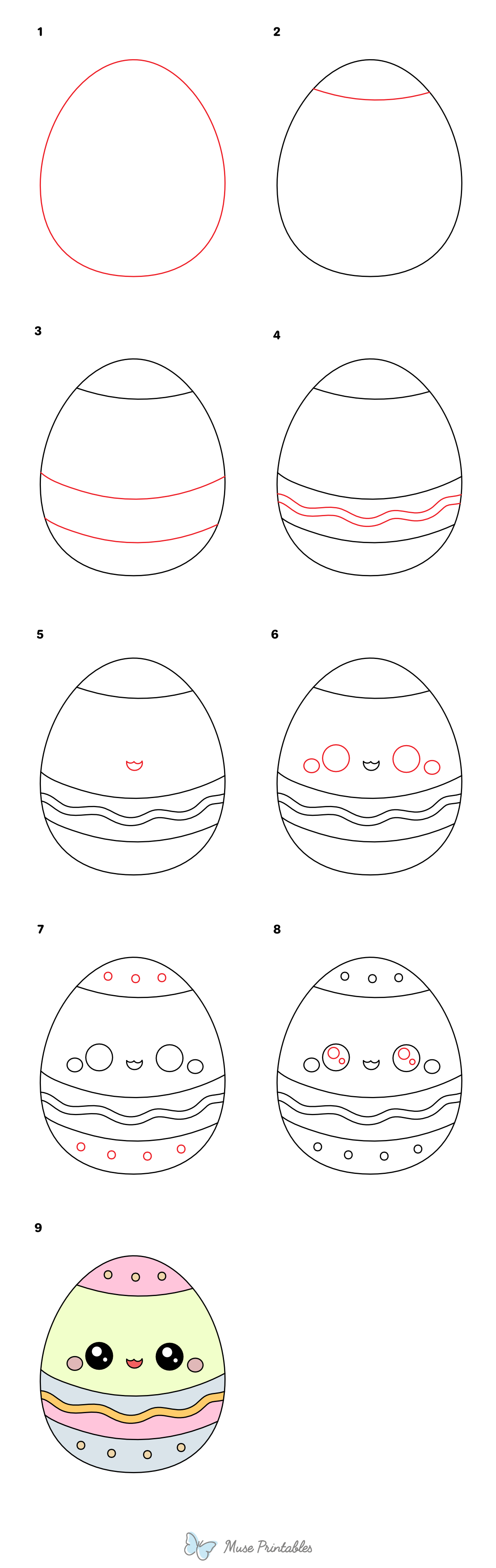 How to Draw a Cute Easter Egg - Printable Tutorial