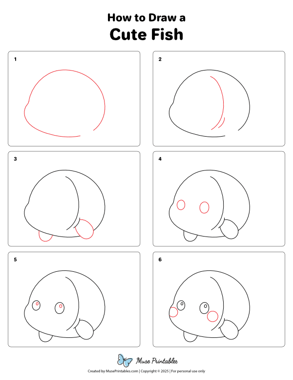 How to Draw a Cute Fish - Printable Tutorial