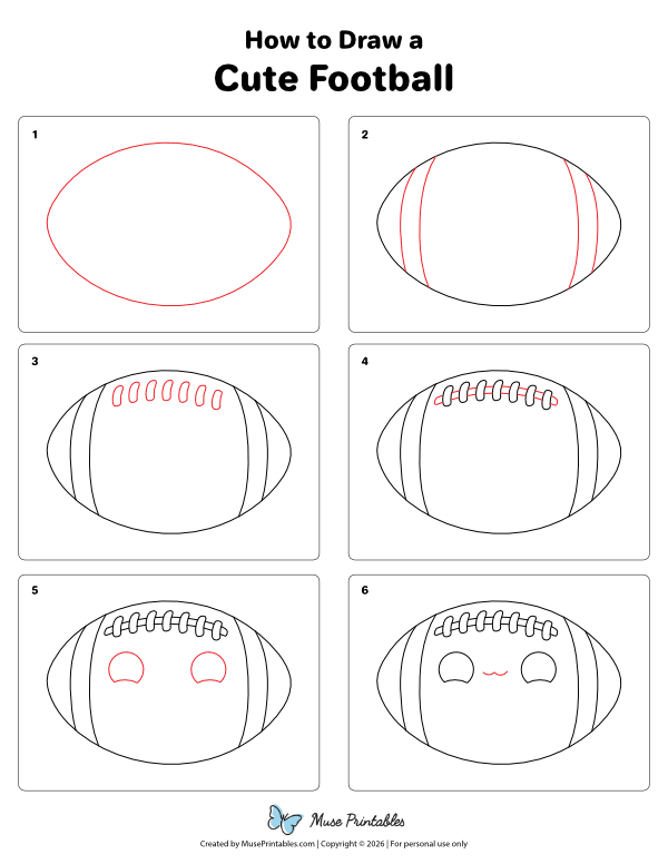 How to Draw a Cute Football - Printable Tutorial