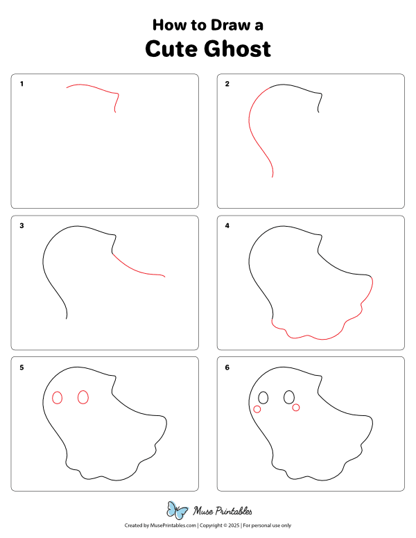 How to Draw a Cute Ghost - Printable Tutorial