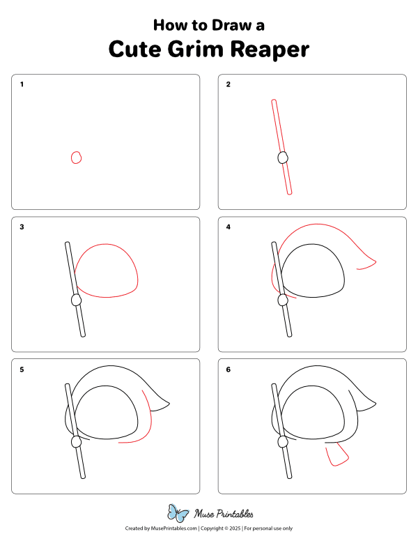 How to Draw a Cute Grim Reaper - Printable Tutorial