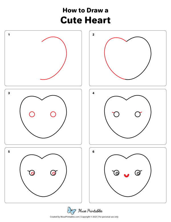 How to Draw a Cute Heart - Printable Tutorial
