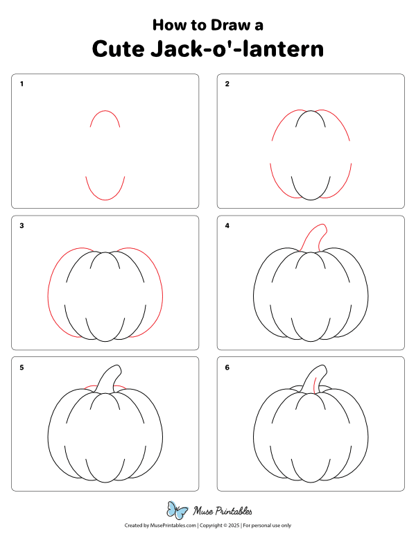 How to Draw a Cute Jack-o'-lantern - Printable Tutorial