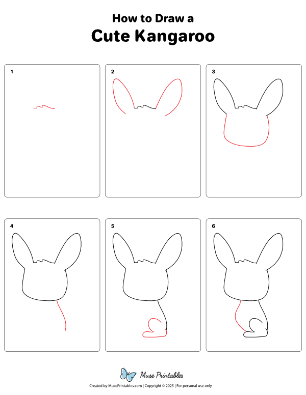 How to Draw a Cute Kangaroo - Printable Tutorial
