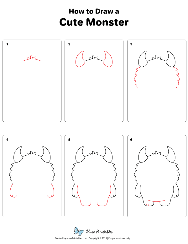 How to Draw a Cute Monster - Printable Tutorial