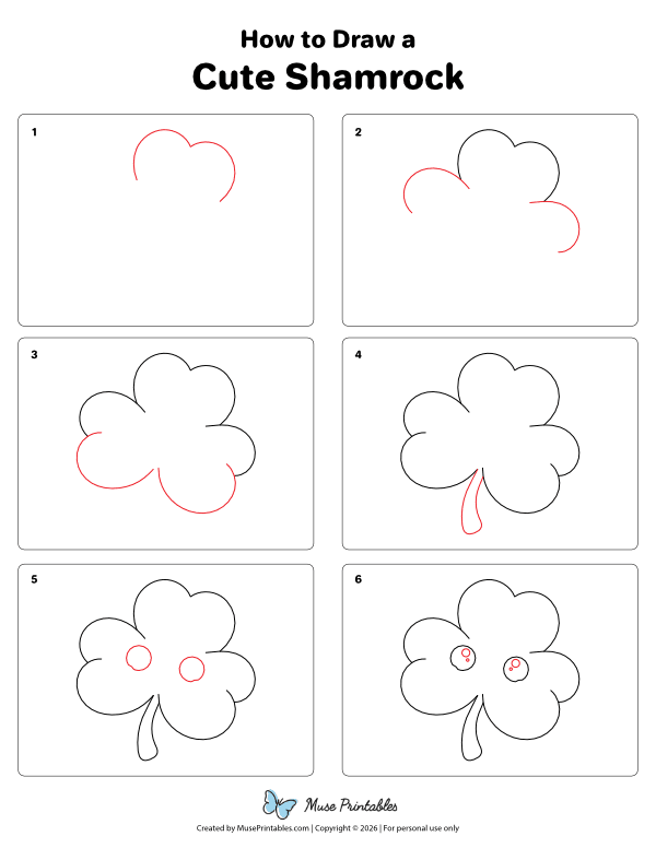 How to Draw a Cute Shamrock - Printable Tutorial