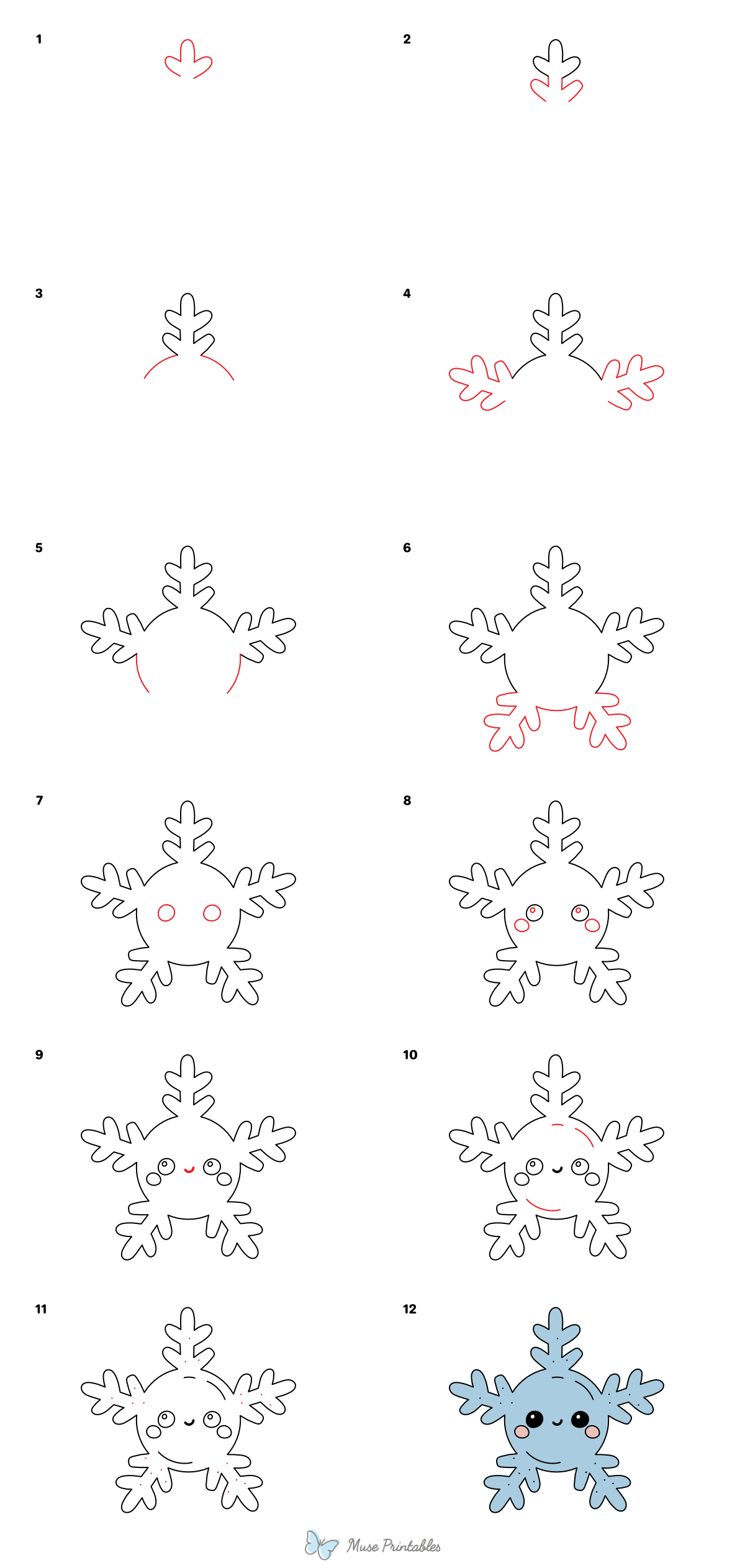 How to Draw a Cute Snowflake - Printable Tutorial