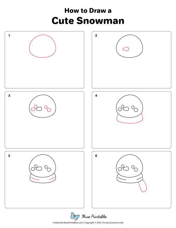 How to Draw a Cute Snowman - Printable Tutorial