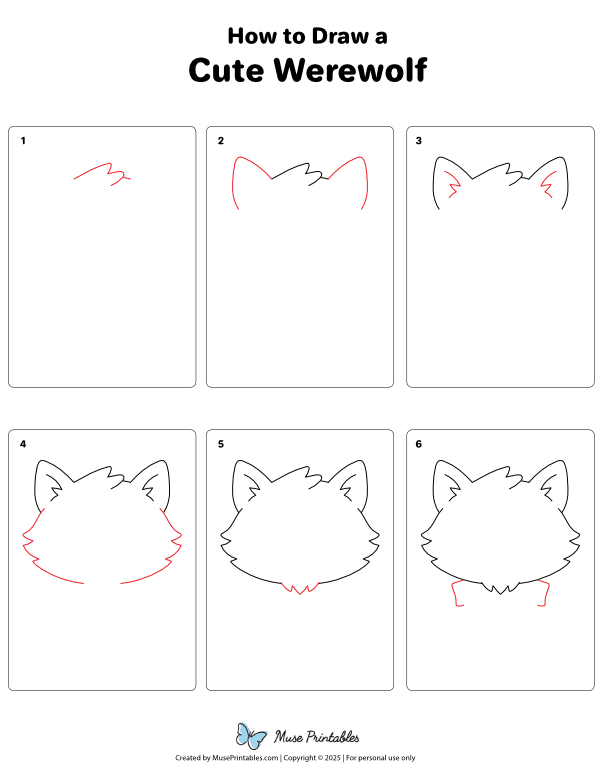 How to Draw a Cute Werewolf - Printable Tutorial