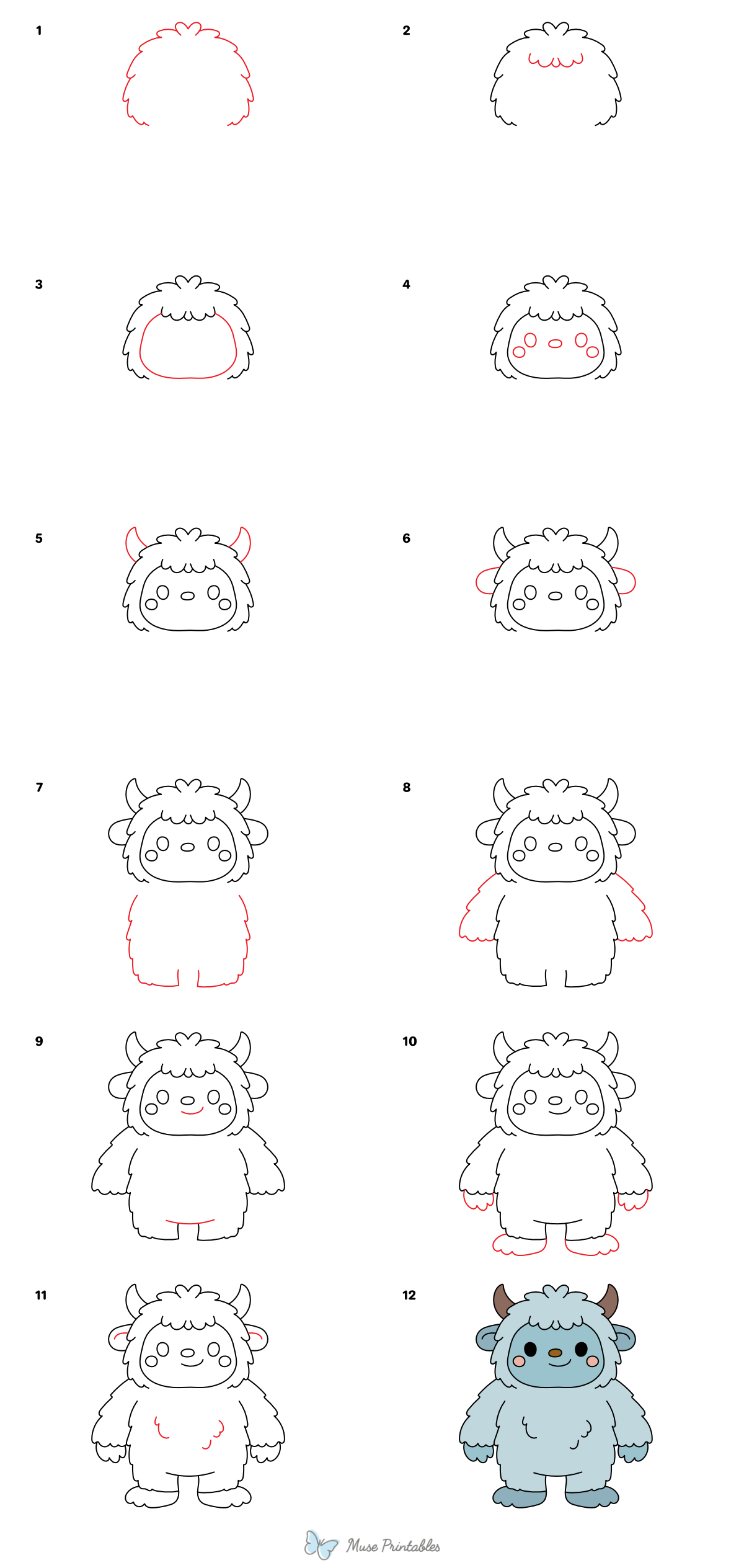 How to Draw a Cute Yeti - Printable Tutorial