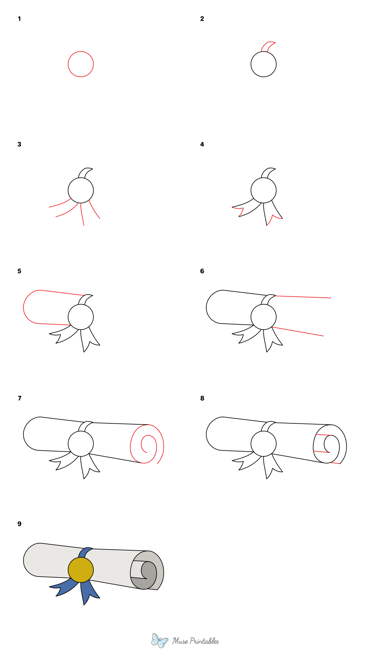 How to Draw a Diploma - Printable Tutorial