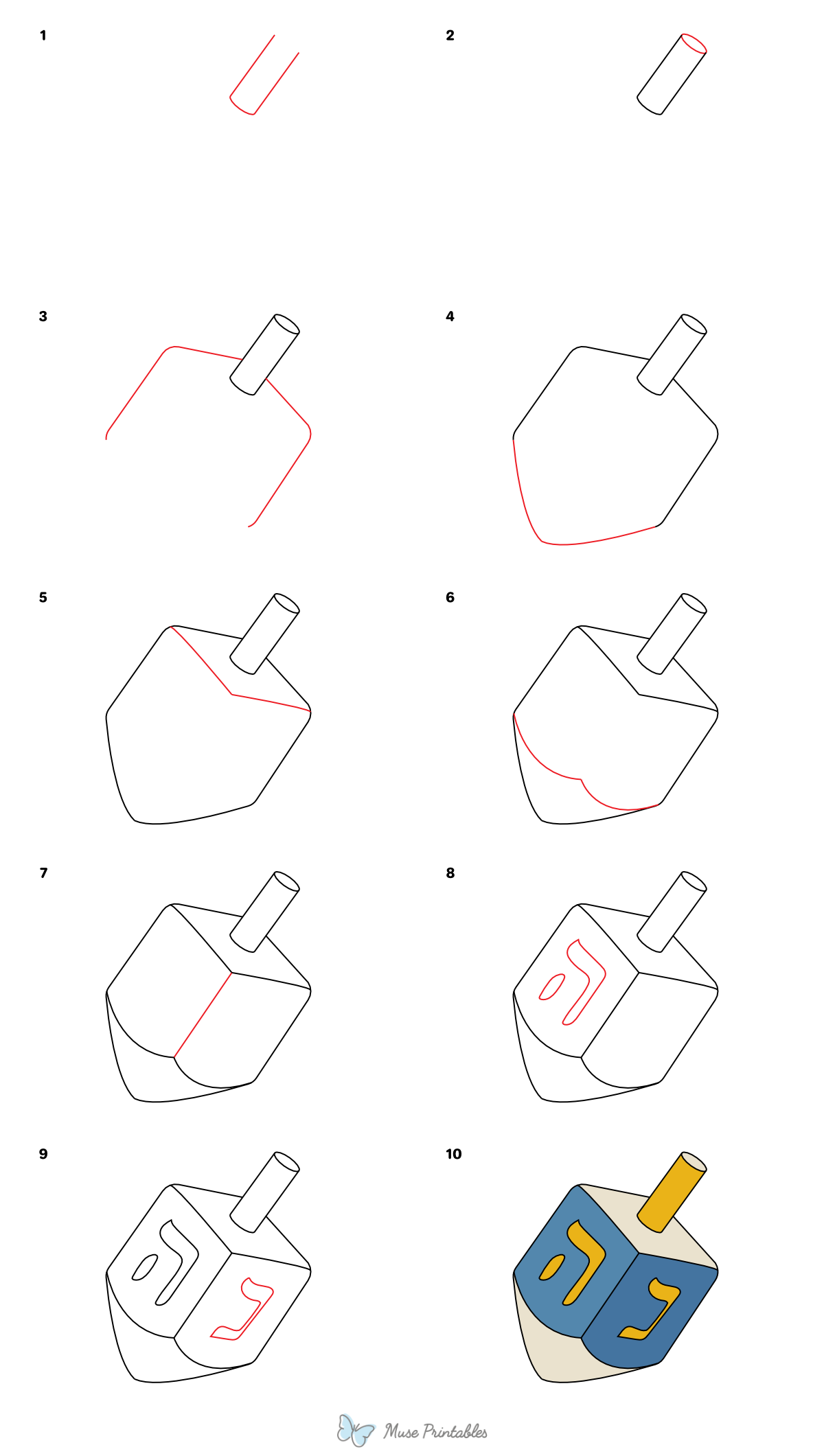 How to Draw a Dreidel - Printable Tutorial
