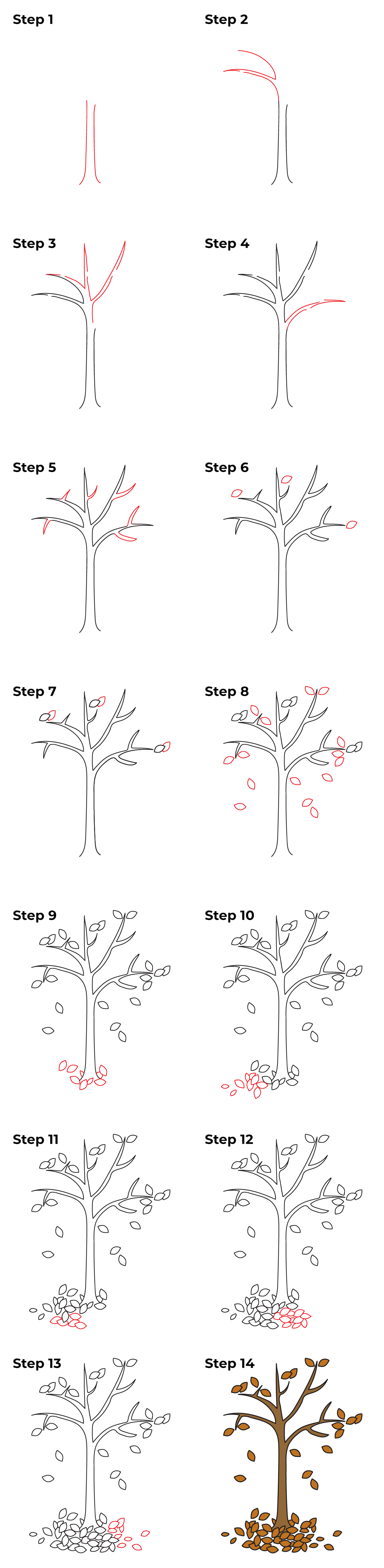 How to Draw a Fall Tree - Printable Tutorial