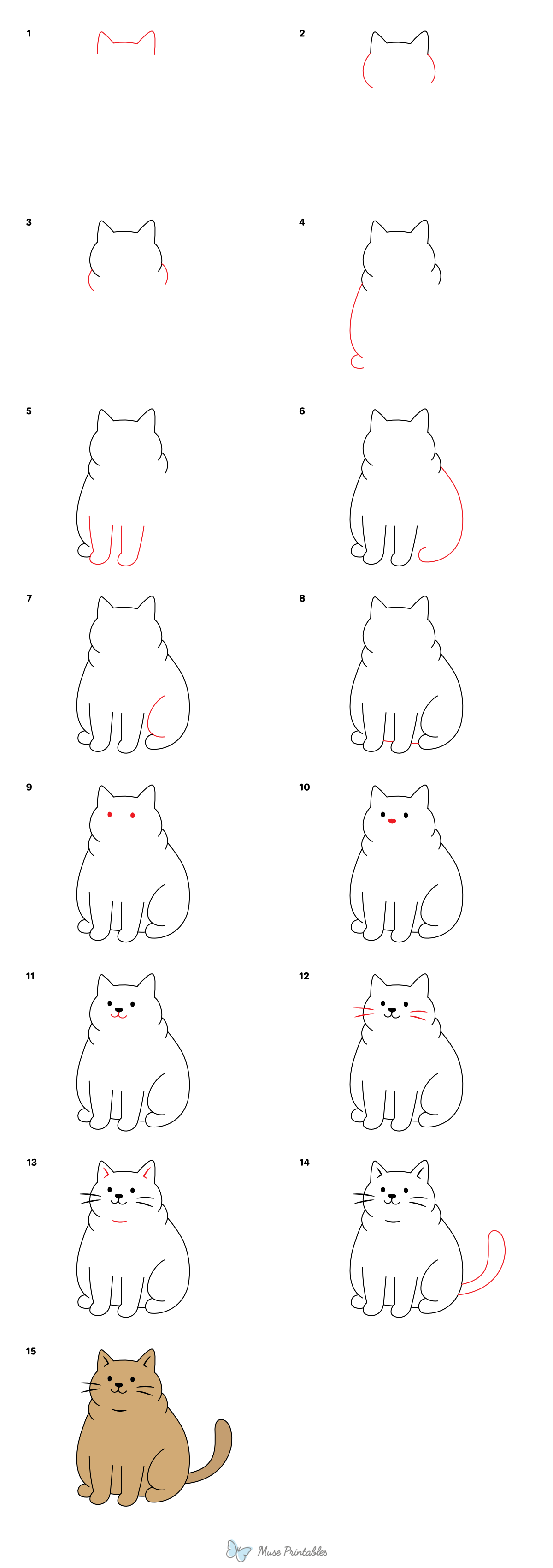 How to Draw a Fat Cat - Printable Tutorial