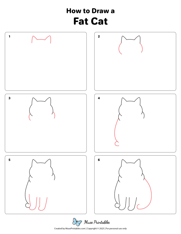 How to Draw a Fat Cat - Printable Tutorial