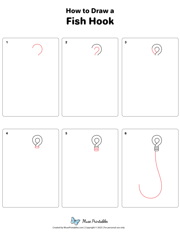How to Draw a Fish Hook - Printable Tutorial