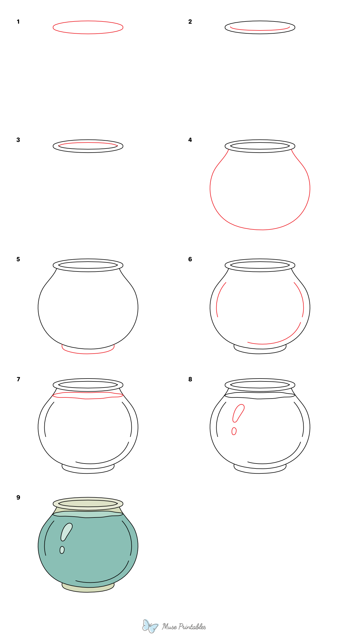 How to Draw a Fishbowl - Printable Tutorial
