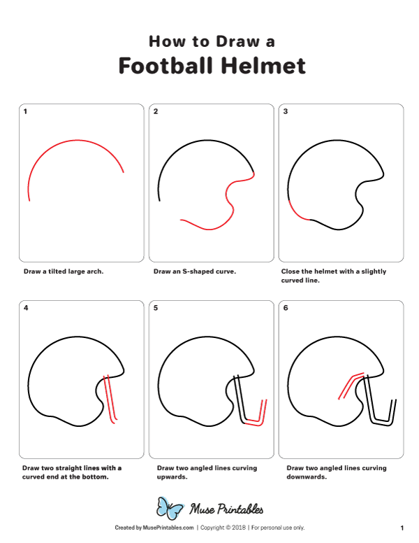 Football Helmet Drawing - How To Draw A Football Helmet Step By Step