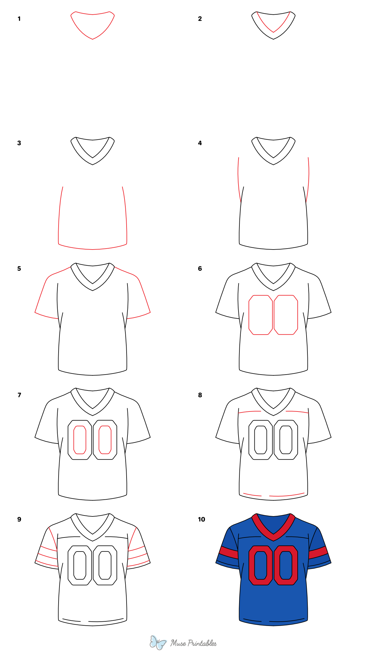 How to Draw a Football Jersey - Printable Tutorial