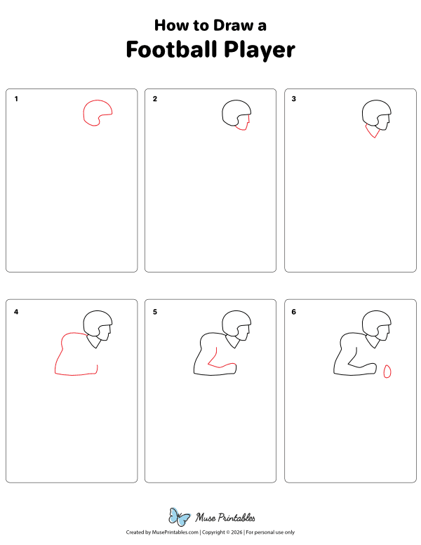 How to Draw a Football Player - Printable Tutorial